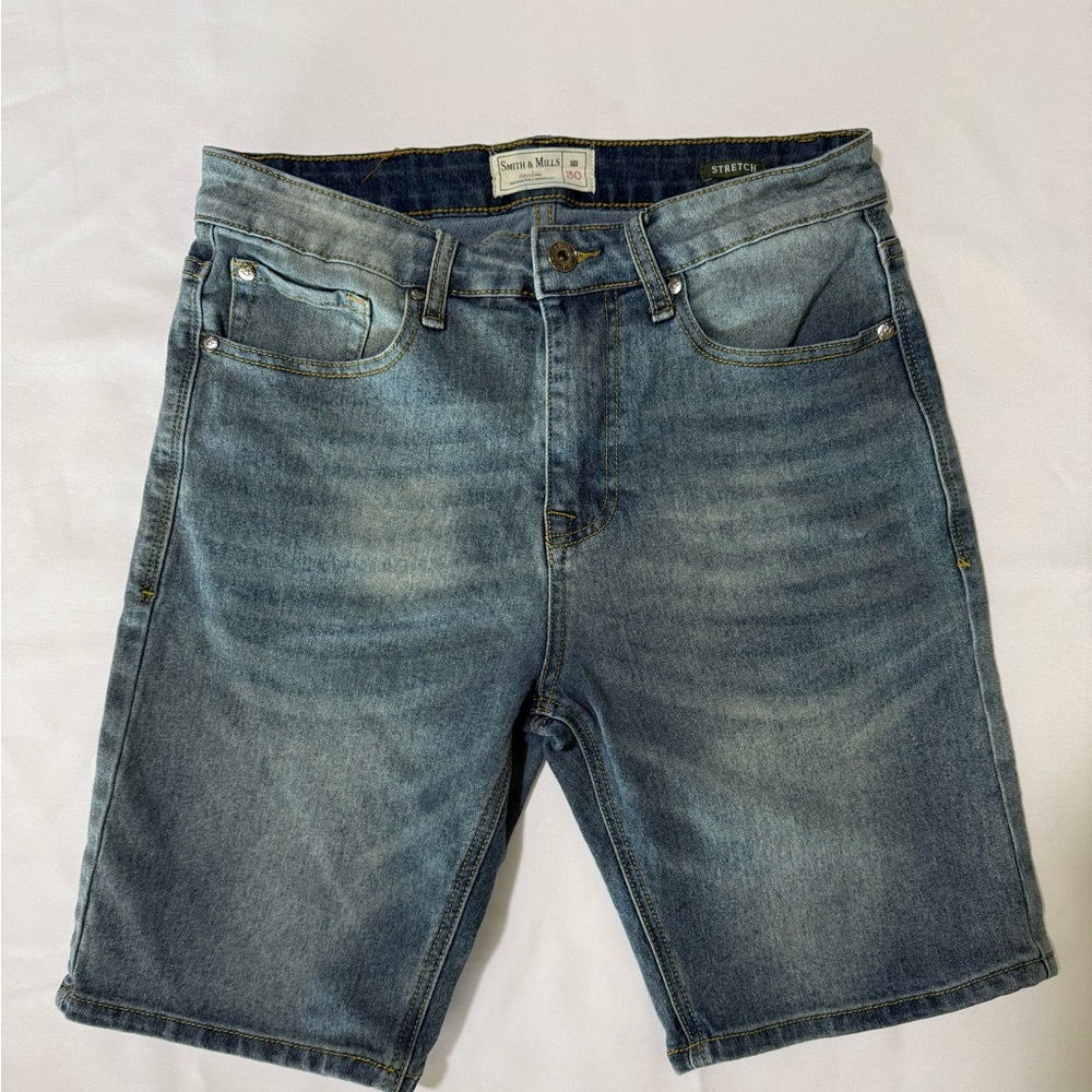 Men's Light Blue Stretch Denim Shorts